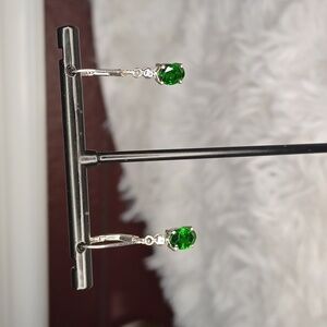 Colleen Lopez Sterling Emerald Earrings NIB